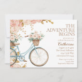 Adventure fängt Vintag Bike Baby Dusche an Einladung (Vorderseite)