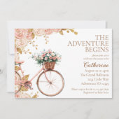 Adventure fängt Vintage Bläserbike Babydusche an Einladung (Vorderseite)