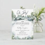 Adventure fängt Wilderness Scene Baby Dusche an Einladung (Stehend Vorderseite)