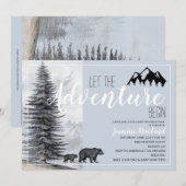 Adventure fängt Woodland Bear Baby Shower by Mail  Einladung (Vorne/Hinten)