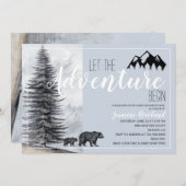 Adventure fängt Woodland Bear Baby Shower by Mail Einladung (Vorne/Hinten)