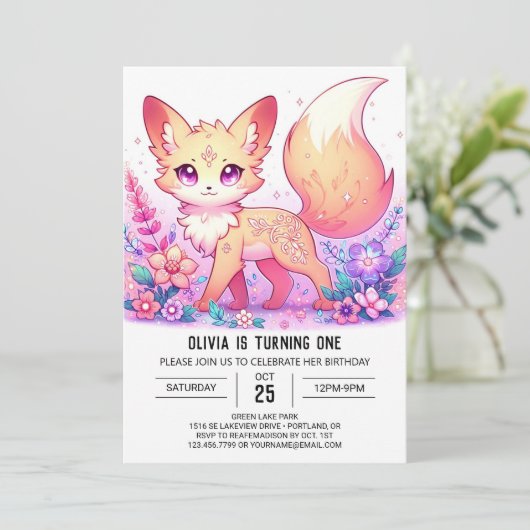 Adventure Fantasy Fox 1 Einladung (Stehend Vorderseite)