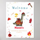 Adventure Firefighter Dino Geburtstagsgeschenk Poster (Vorne)