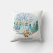 Adventure Forest Animals Camp Baby Boy Birth Stats Kissen (Rückseite)