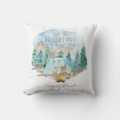 Adventure Forest Animals Camp Baby Boy Birth Stats Kissen (Vorderseite)