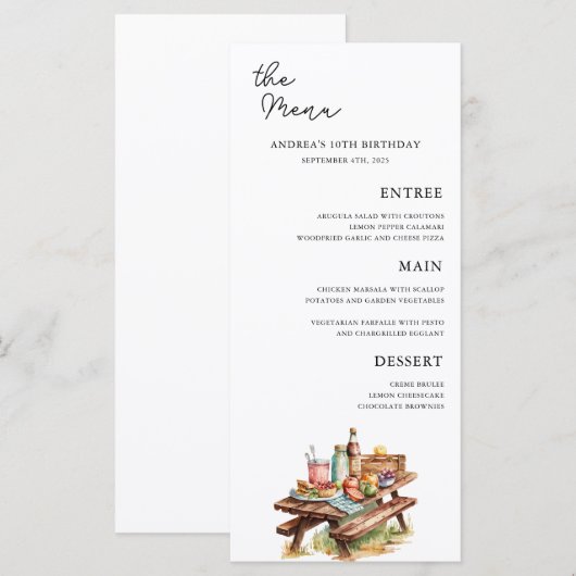 Adventure Forest Camper Geburtstag Menükarte (Vorne/Hinten)