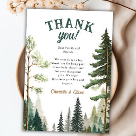 Adventure Forest Rustic Baby Dusche Danke Karte