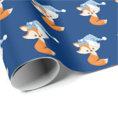 Adventure Fox in Blue Weihnachtsmannmütze Kinder W Geschenkpapier (Rolleneckpunkt)