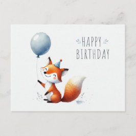 Adventure Fox mit Ballon Birthday Card Postkarte