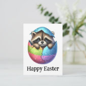 Adventure Funny Niedlich East Raccoon Postkarte (Stehend Vorderseite)