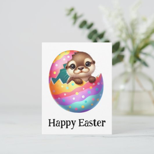 Adventure Funny Niedlich Oster Otter Baby Postkarte (Stehend Vorderseite)
