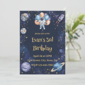 Adventure Galaxy Birthday Invitation | Astronaut Einladung (Stehend Vorderseite)