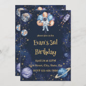 Adventure Galaxy Birthday Invitation | Astronaut Einladung (Vorne/Hinten)