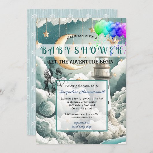 Adventure Gender Neutral Baby Shower Einladung (Vorne/Hinten)
