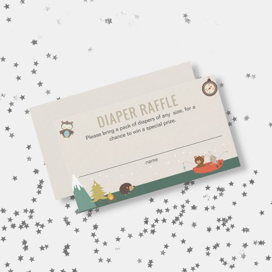 Adventure Gender Neutral Diaper Raffle Baby Dusche Begleitkarte