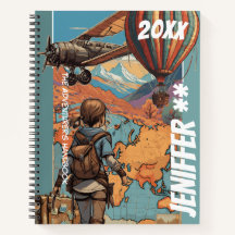 Adventure Girl Notebook, Personalisiertes Reisethe
