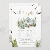 Adventure He or she Gender Reveal Forest Einladung (Vorne/Hinten)