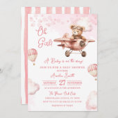 Adventure Hot Air Balloon Cute Bear Baby Shower Einladung (Vorne/Hinten)