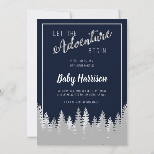 Adventure Invitation Baby Shower Sip und See Tree Einladung (Vorderseite)