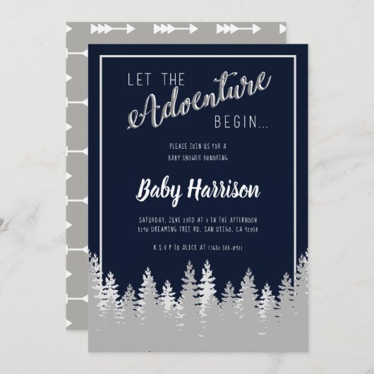 Adventure Invitation Baby Shower Sip und See Tree Einladung (Vorne/Hinten)