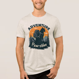 Adventure Is Paw-sible Black Cat Hiker Backpack Tri-Blend Shirt