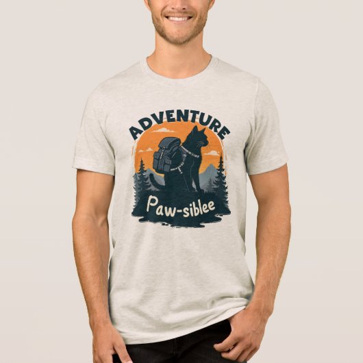 Adventure Is Paw-sible Black Cat Hiker Backpack Tri-Blend Shirt (Vorderseite)