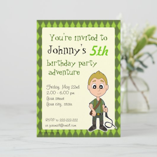 Adventure Junge Geburtstagsausdruckeinladungen Einladung (Stehend Vorderseite)