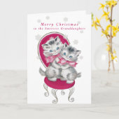 Adventure Kittens Pink Bow Weihnachtsschneeflocken Karte (Gelbe Blume)