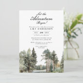 Adventure Lake Forest Foto QR Code Kinderdusche Einladung (Stehend Vorderseite)