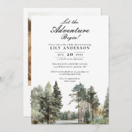 Adventure Lake Forest Foto QR Code Kinderdusche Einladung