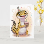 Adventure Leopard Gecko Birthday Card Karte (Gelbe Blume)