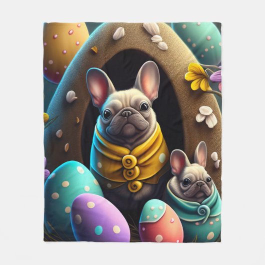 Adventure Mops mit Ostereiern Ein festlicher und N Fleecedecke (Vorderseite)