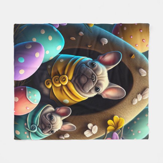 Adventure Mops mit Ostereiern Ein festlicher und N Fleecedecke (Vorderseite (Horizontal))