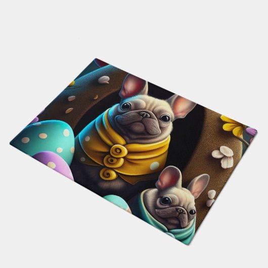 Adventure Mops mit Ostereiern Ein festlicher und N Fußmatte (Schrägansicht)