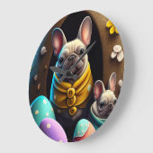 Adventure Mops mit Ostereiern Ein festlicher und N Große Wanduhr (Winkel)