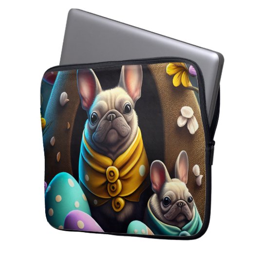 Adventure Mops mit Ostereiern Ein festlicher und N Laptopschutzhülle (Vorderseite Links)