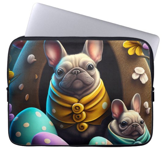 Adventure Mops mit Ostereiern Ein festlicher und N Laptopschutzhülle (Vorderseite)