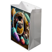 Adventure Mops mit Ostereiern Ein festlicher und N Mittlere Geschenktüte (Rückseite Schrägansicht)