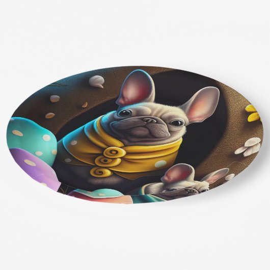 Adventure Mops mit Ostereiern Ein festlicher und N Pappteller (Schrägansicht)