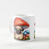 Adventure Mops Puppy under Mushroom Regenschirm Kaffeetasse (Vorderseite Links)