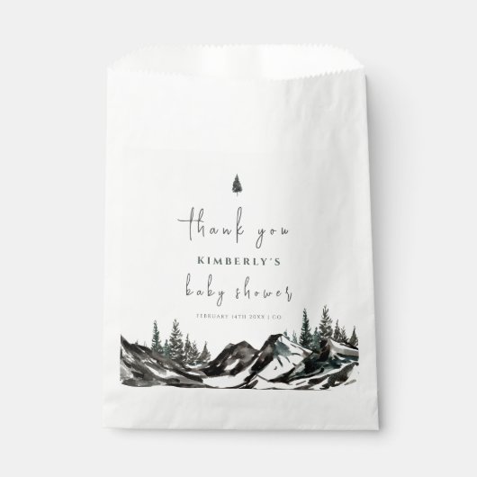 Adventure Mountain Forest Baby Dusche Vielen Dank Geschenktütchen (Vorderseite)