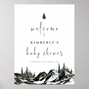 Adventure Mountain Forest Baby Dusche Willkommen Poster