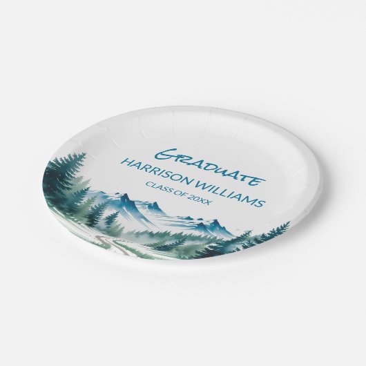 Adventure Mountain Graduation Party Decor Pappteller (Schrägansicht)