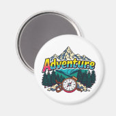 Adventure Mountain – Outdoor Hiking Nature Design Magnet (Vorderseite/Rückseite)