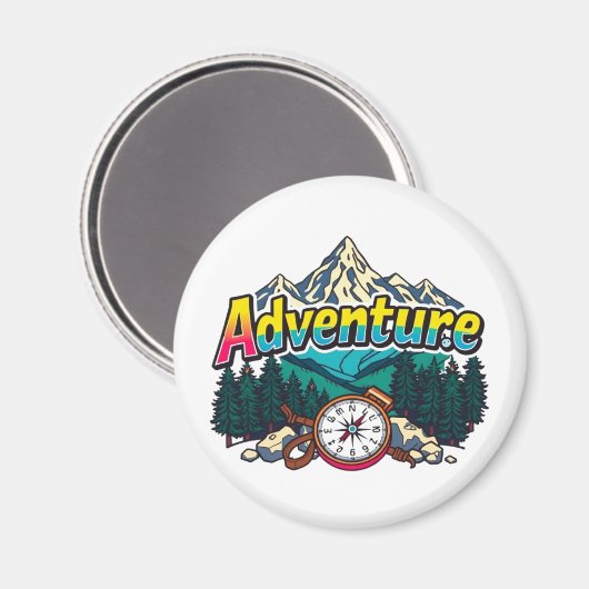 Adventure Mountain – Outdoor Hiking Nature Design Magnet (Vorderseite/Rückseite)