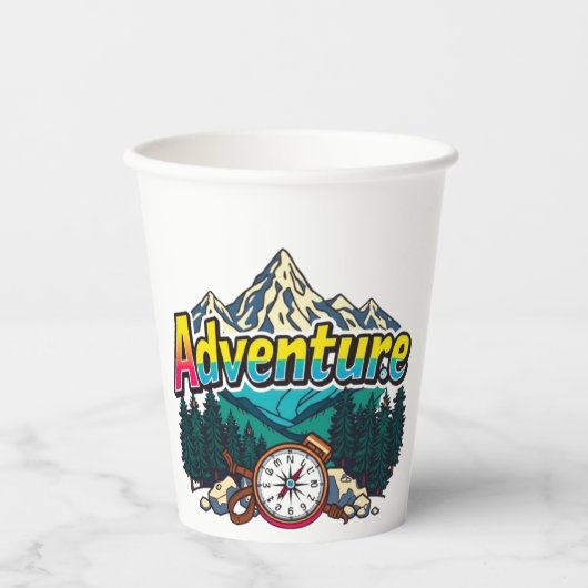 Adventure Mountain – Outdoor Hiking Nature Design Pappbecher (Vorderseite)