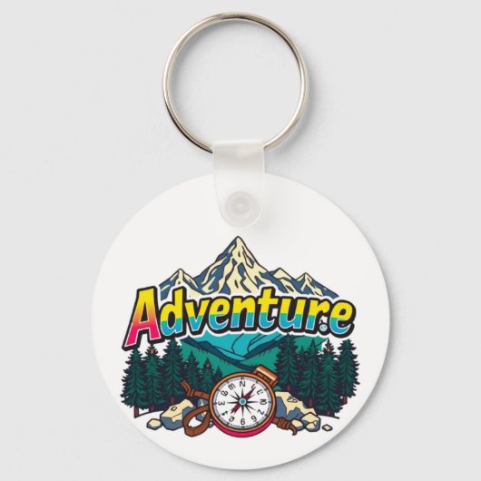 Adventure Mountain – Outdoor Hiking Nature Design Schlüsselanhänger (Rückseite)