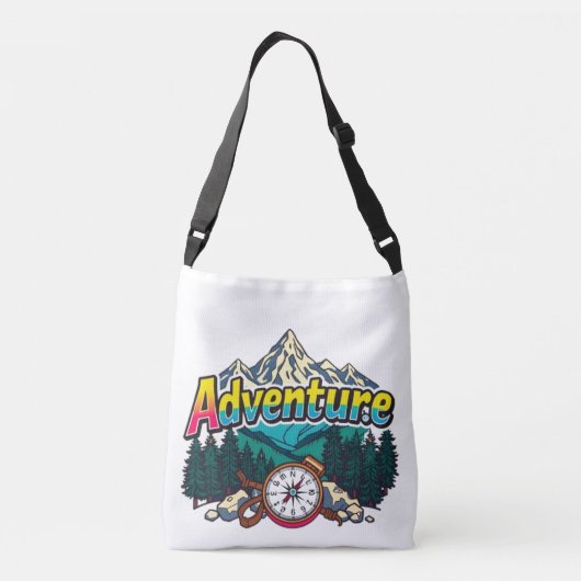 Adventure Mountain – Outdoor Hiking Nature Design Tragetaschen Mit Langen Trägern (Rückseite)