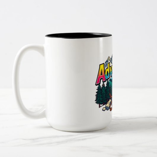 Adventure Mountain – Outdoor Hiking Nature Design Zweifarbige Tasse (Links)