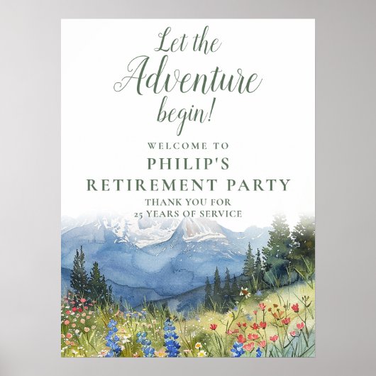 Adventure Mountain Retirement Party Welcome Sign Poster (Vorne)